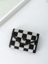 Checkered Pattern Snap Button Card Holder