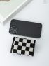 Checkered Pattern Snap Button Card Holder