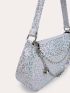 Holographic Artificial Patent Leather Leopard Pattern Baguette Bag