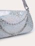 Holographic Artificial Patent Leather Leopard Pattern Baguette Bag