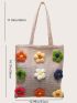 Flower Decor Straw Bag