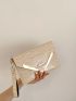 Crocodile Embossed Metal Decor Flap Square Bag