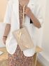 Crocodile Embossed Metal Decor Flap Square Bag