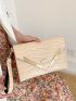 Crocodile Embossed Metal Decor Flap Square Bag
