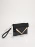 Crocodile Embossed Metal Decor Flap Square Bag