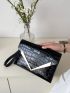 Crocodile Embossed Metal Decor Flap Square Bag