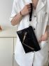 Crocodile Embossed Metal Decor Flap Square Bag