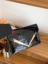 Crocodile Embossed Metal Decor Flap Square Bag