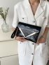 Crocodile Embossed Metal Decor Flap Square Bag