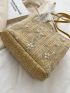 Bow Decor Floral Straw Bag