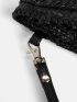 Tassel Decor Contrast Binding Flap Straw Bag