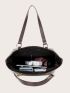 6pcs Geometric Graphic Metal Decor Shoulder Tote Bag Set