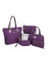 6pcs Quilted Metal Decor Shoulder Tote Bag Set