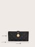 Studded Decor Geometric Embossed Button Decor Long Wallet