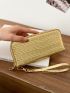 Crocodile Embossed Square Bag With Wristlet