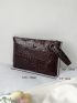 Crocodile Embossed Square Bag