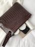 Crocodile Embossed Square Bag
