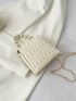 Mini Geometric & Butterfly Embossed Faux Pearl Decor Chain Flap Square Bag