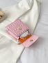 Mini Geometric & Butterfly Embossed Faux Pearl Decor Chain Flap Square Bag