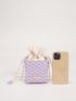 Mini Geometric Textured Drawstring Design Chain Box Bag