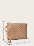 Quilted Detail Square Bag With Wristlet