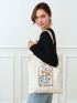 Slogan & Butterfly Graphic Shopper Bag