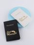 2pcs Couple Metallic Crown & Letter Graphic Passport Case