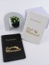 2pcs Couple Metallic Crown & Letter Graphic Passport Case