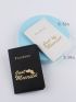 2pcs Couple Metallic Crown & Letter Graphic Passport Case