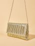 Metallic Ruched Detail Flap Square Bag