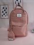 Patch Detail Functional Backpack With Coin Purse