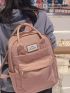 Patch Detail Functional Backpack With Coin Purse