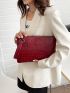 Crocodile Embossed Square Bag