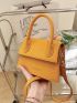 Mini Letter Graphic Snap Button Square Bag