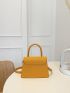 Mini Letter Graphic Snap Button Square Bag