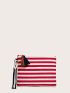 Striped Graphic Tassel Decor Square Bag