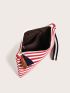 Striped Graphic Tassel Decor Square Bag