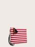 Striped Graphic Tassel Decor Square Bag