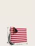 Striped Graphic Tassel Decor Square Bag
