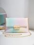 Ombre Chevron Chain Flap Square Bag