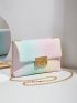 Ombre Chevron Chain Flap Square Bag