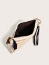 Striped Graphic Tassel Decor Square Bag