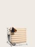 Striped Graphic Tassel Decor Square Bag