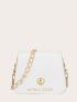 Mini Letter Graphic Button Decor Flap Chain Square Bag