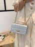 Mini Metallic Artificial Patent Leather Twist Lock Quilted Flap Chain Square Bag