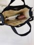 Letter Patch Corduroy Tote Bag, Casual Shoulder Bag Retro Style Crossbody Bag With Double Handle