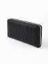 Quilted Detail Zipper Around Long Wallet