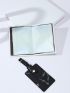 Marble & Letter Graphic Passport Case With Luggage Tag