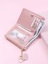 Floral Print Heart Charm Small Wallet