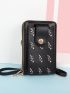 Leaf Graphic Snap Button Phone Wallet